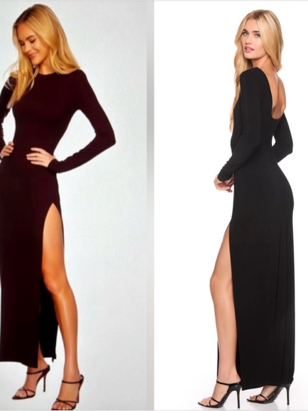 Susanna monaco long sleeve leg slit dress